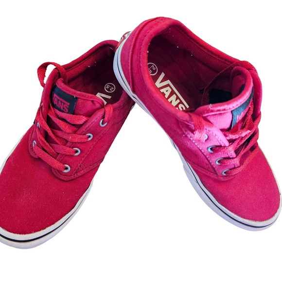 Vans size 2.5 kids red sneakers low top EUC unisex - Picture 1 of 6